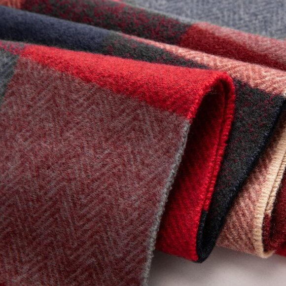 Women's Wool Scarf - Cashmere Feel Winter Checked Scarves for Women, Large Soft - Picture 5 of 8